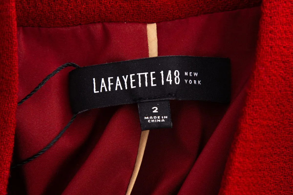 Lafayette 148 Red Cropped Button Up Jacket SZ 2