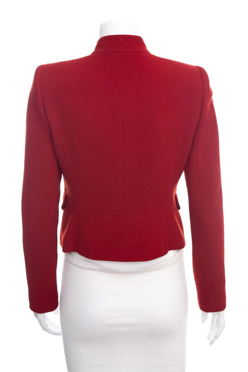 Lafayette 148 Red Cropped Button Up Jacket SZ 2