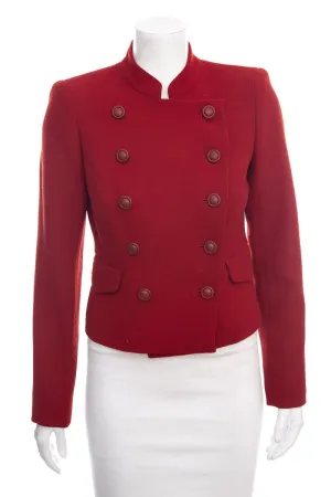 Lafayette 148 Red Cropped Button Up Jacket SZ 2