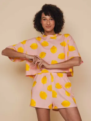 Lemon Cropped T-shirt en Shorts set Dames
