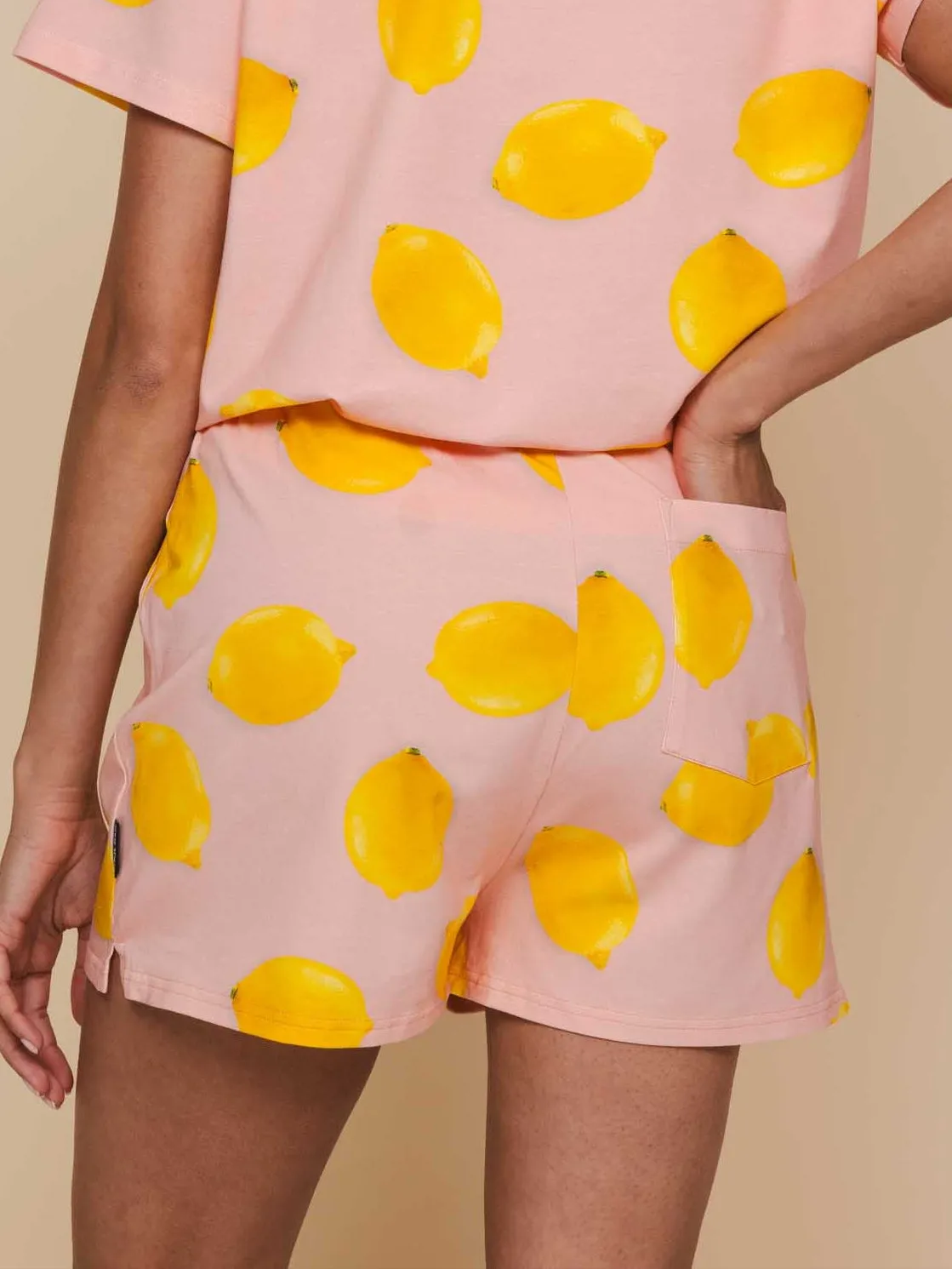 Lemon Cropped T-shirt en Shorts set Dames