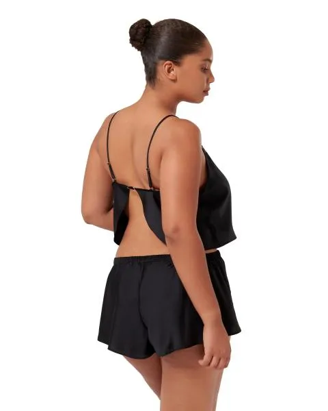Leonora Luxury Satin Cami and Short Set - Black -