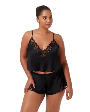 Leonora Luxury Satin Cami and Short Set - Black -