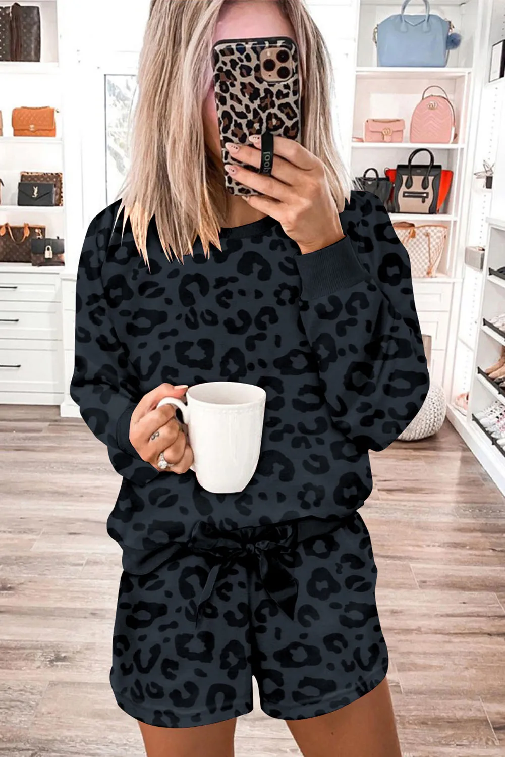 Leopard Long Sleeve Two Piece Set