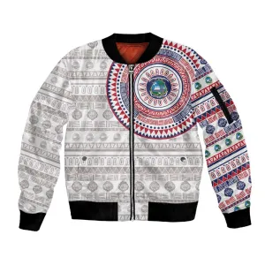 Liberia African Tribal Pattern Sleeve Zip Bomber Jacket Chest Arm Tattoo LT15