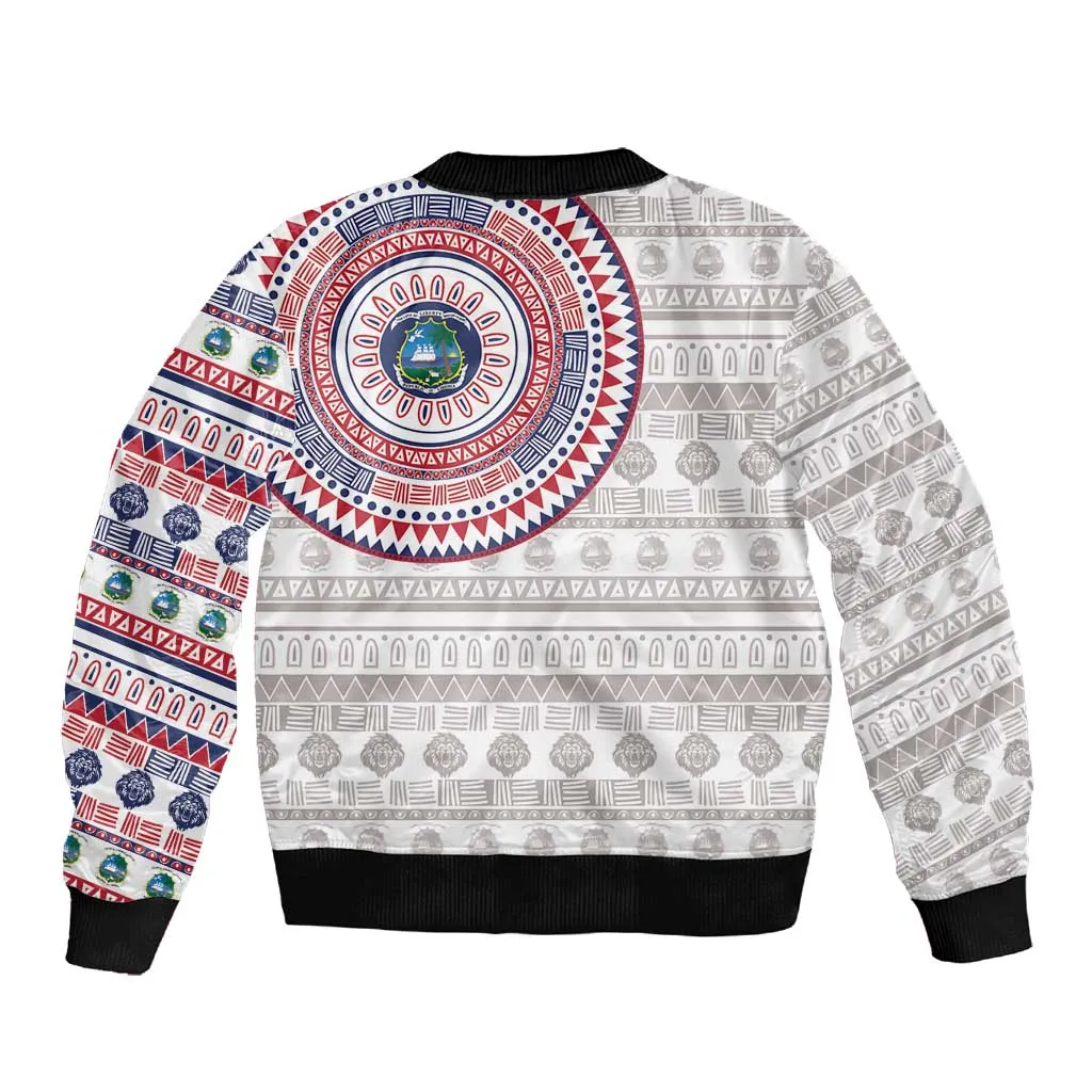 Liberia African Tribal Pattern Sleeve Zip Bomber Jacket Chest Arm Tattoo LT15