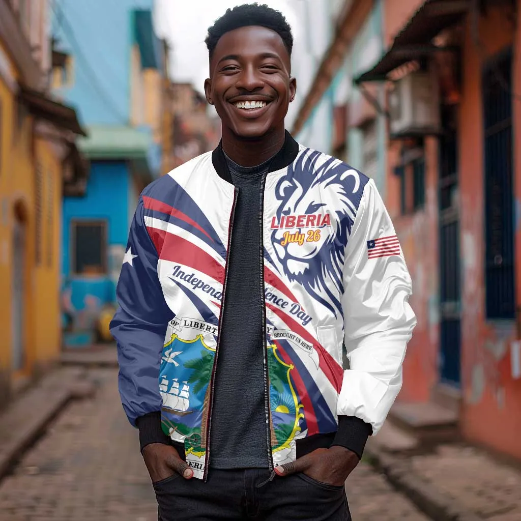 Liberia Independence Day Bomber Jacket July 26 Lion Coat of Arms LT01