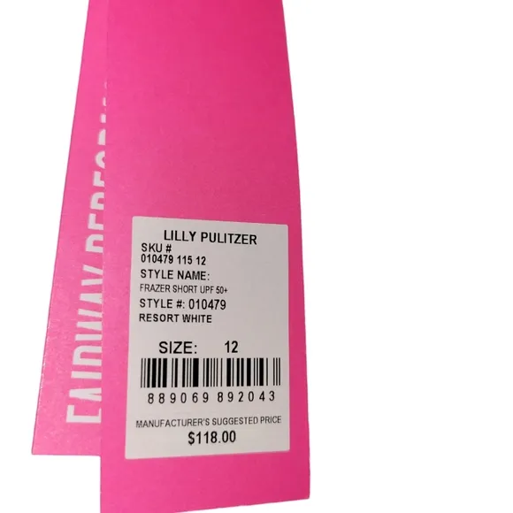 Lilly Pulitzer, NWT, Luxletic, Frazer Short UPF 50 , Resort White, Women's sz 12