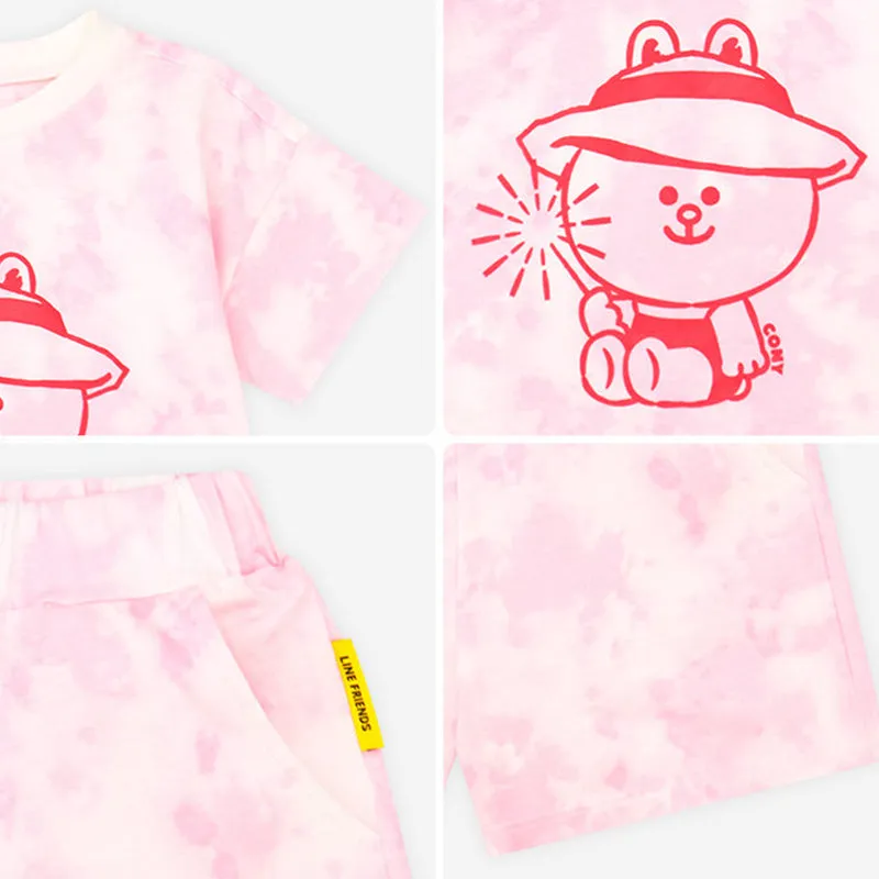 Line Friends Summer Tie Dye Yellow Brown Top & Bottom Set 2306MO08