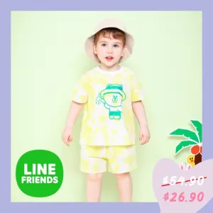 Line Friends Summer Tie Dye Yellow Brown Top & Bottom Set 2306MO08