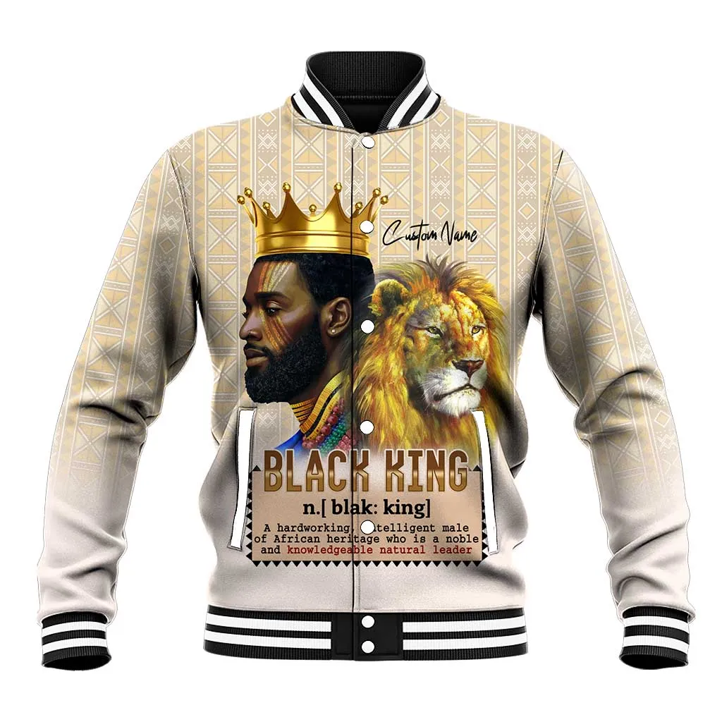 Lion Black King Baseball Jacket African Heritage DT02
