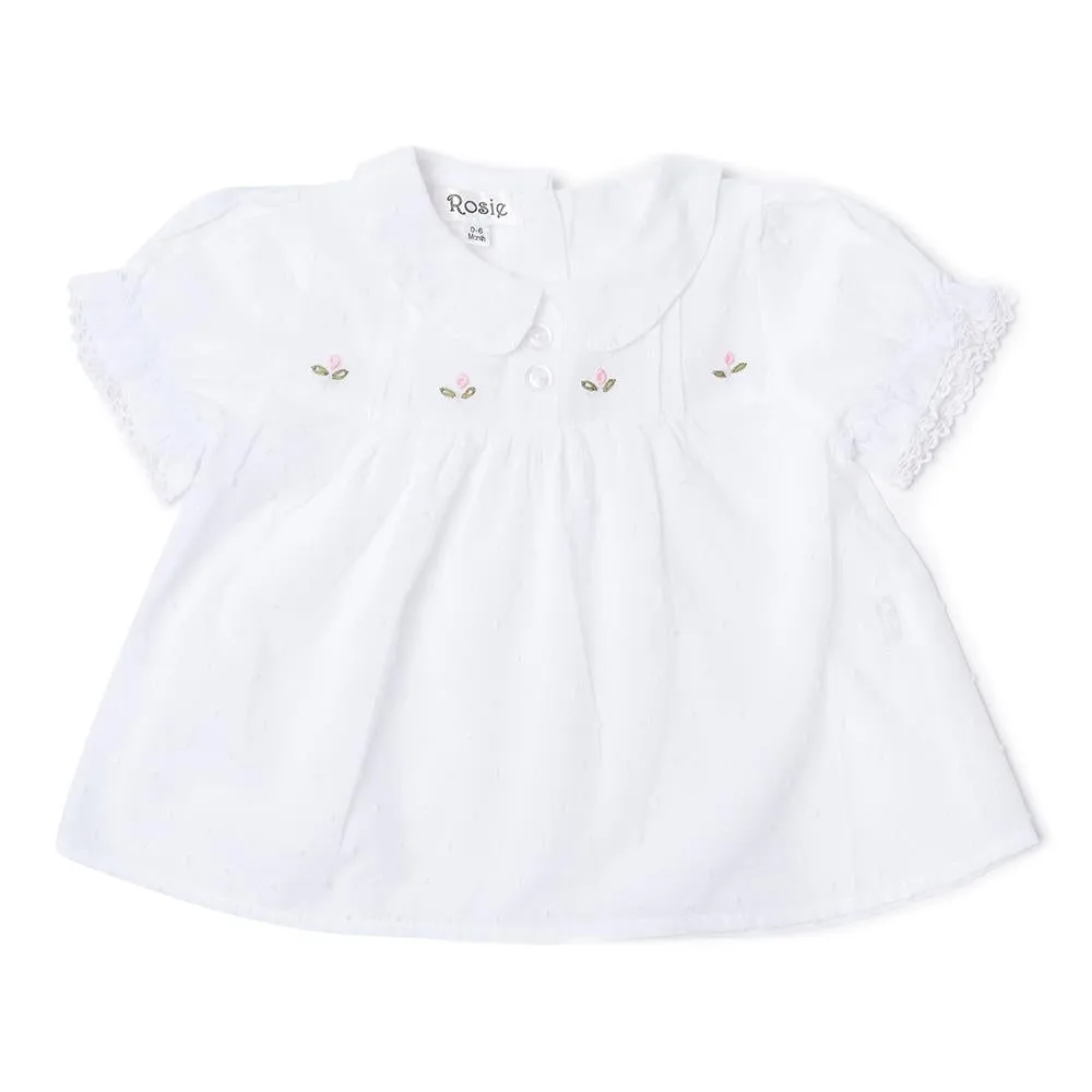 Little White Blouse with pink rosebuds