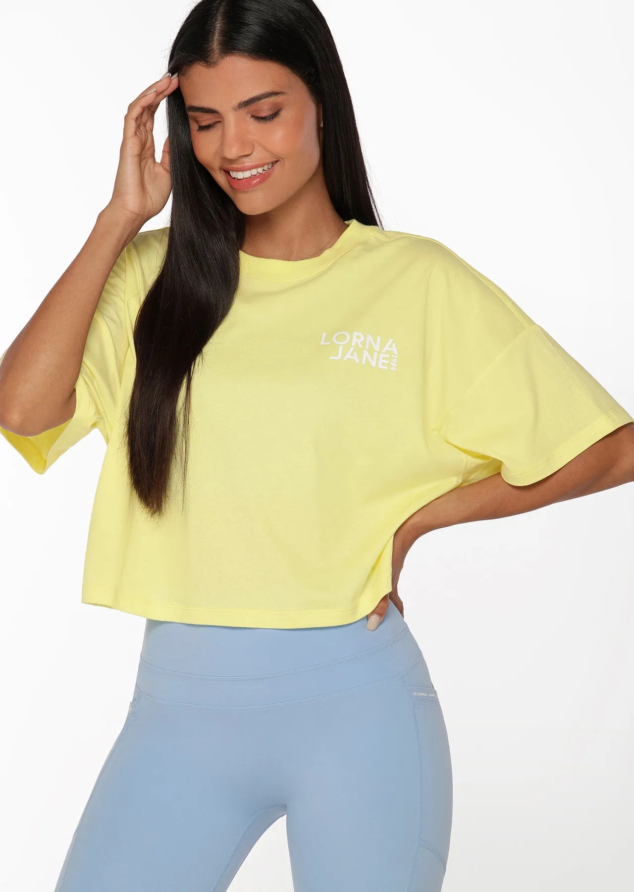 Lorna Jane Glide Transdry Cropped Tee - Lemon