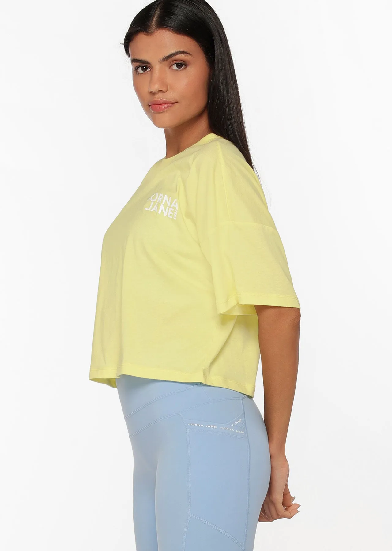 Lorna Jane Glide Transdry Cropped Tee - Lemon