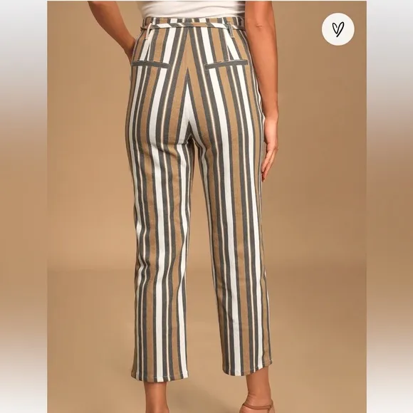 Lulu’s Blow Your Mind Khaki Multi Striped Striped Cropped Jeans