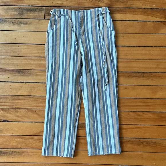 Lulu’s Blow Your Mind Khaki Multi Striped Striped Cropped Jeans