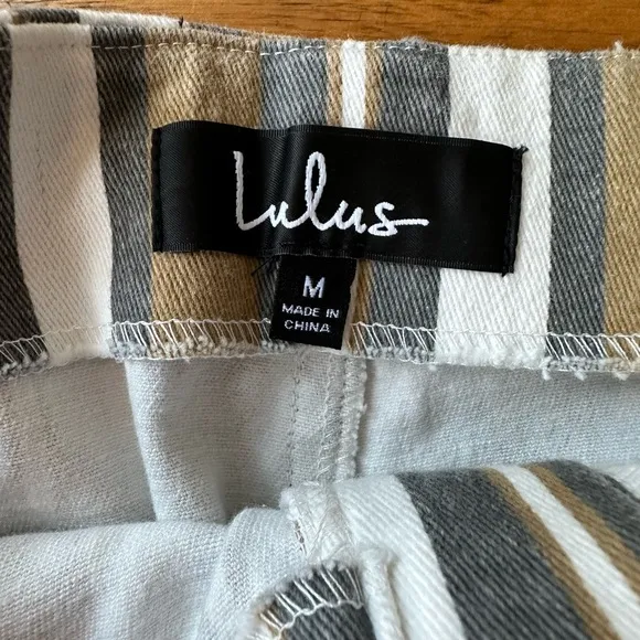 Lulu’s Blow Your Mind Khaki Multi Striped Striped Cropped Jeans