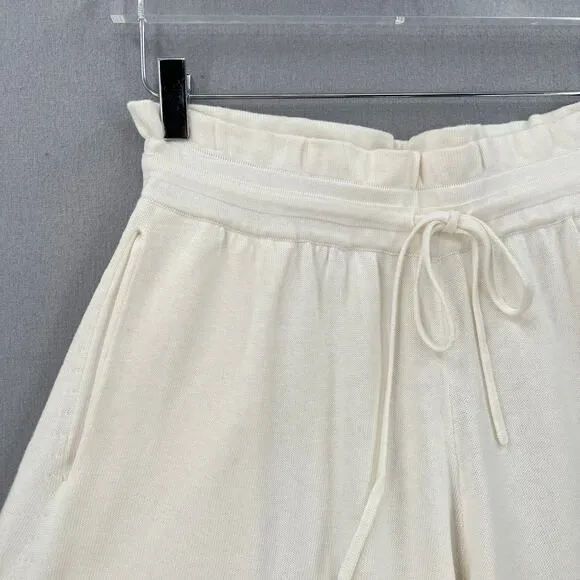 LUNYA Cozy Cotton Silk Loose Shorts Large White Wide Leg Knit Pull On Long NEW