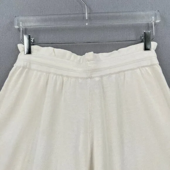 LUNYA Cozy Cotton Silk Loose Shorts Large White Wide Leg Knit Pull On Long NEW