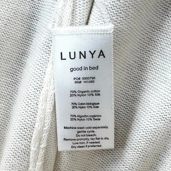 LUNYA Cozy Cotton Silk Loose Shorts Large White Wide Leg Knit Pull On Long NEW