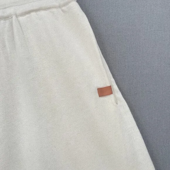 LUNYA Cozy Cotton Silk Loose Shorts Large White Wide Leg Knit Pull On Long NEW