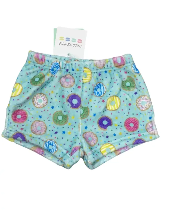 Macaron   Me Plush Shorts - Turquoise Donuts
