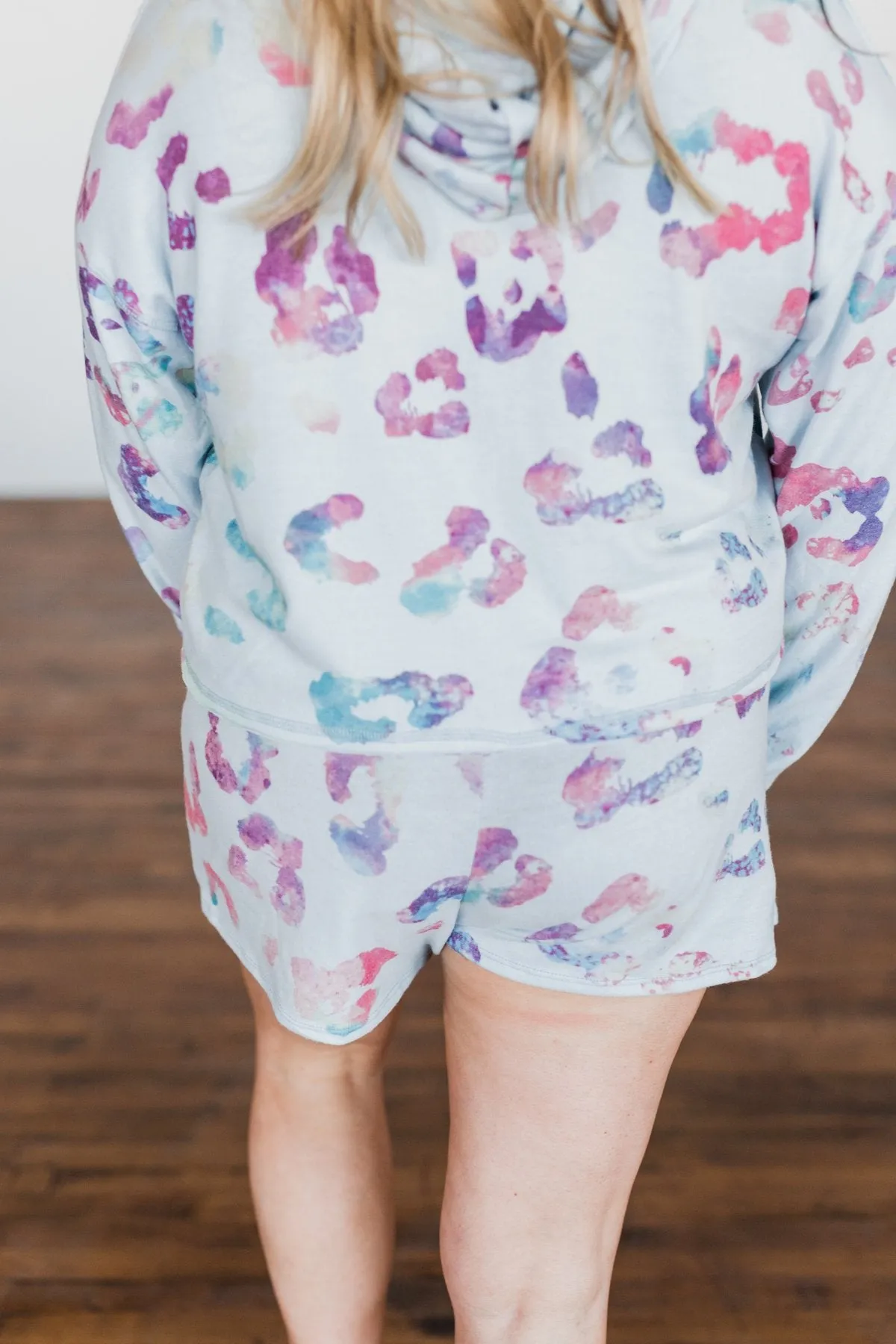 Made To Be Wild Leopard Lounge Shorts- Light Blue