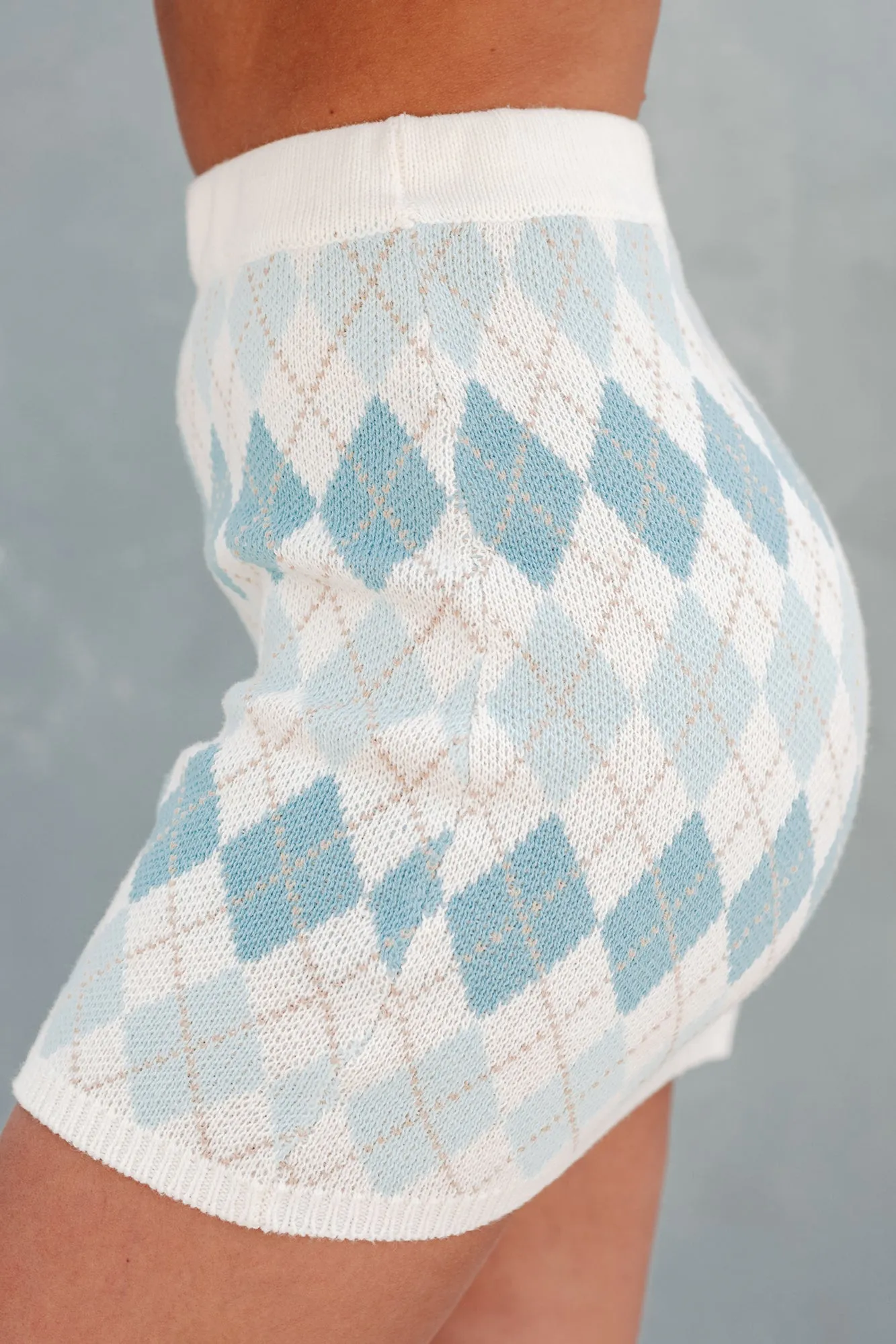 Making Smart Decisions Sweater Knit Argyle Print Skirt (Cream)
