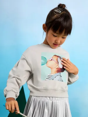 Mayoral Girls Cropped Colorful Graphic Pullover: Size 2 to 8