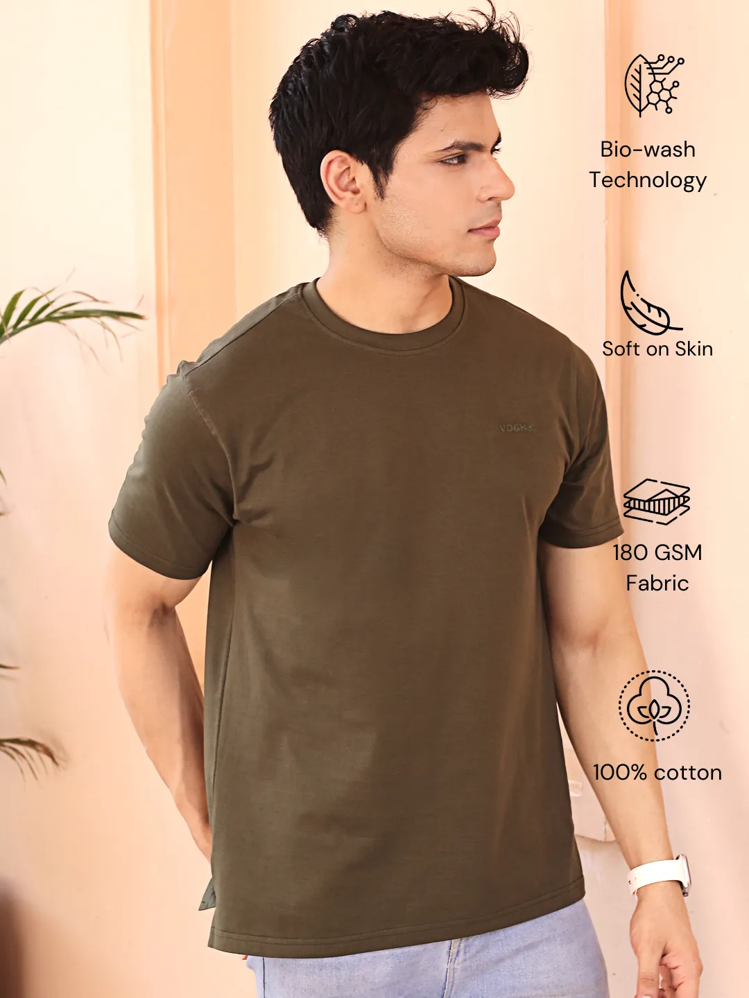 Men Army Crew Neck Cotton T-shirt