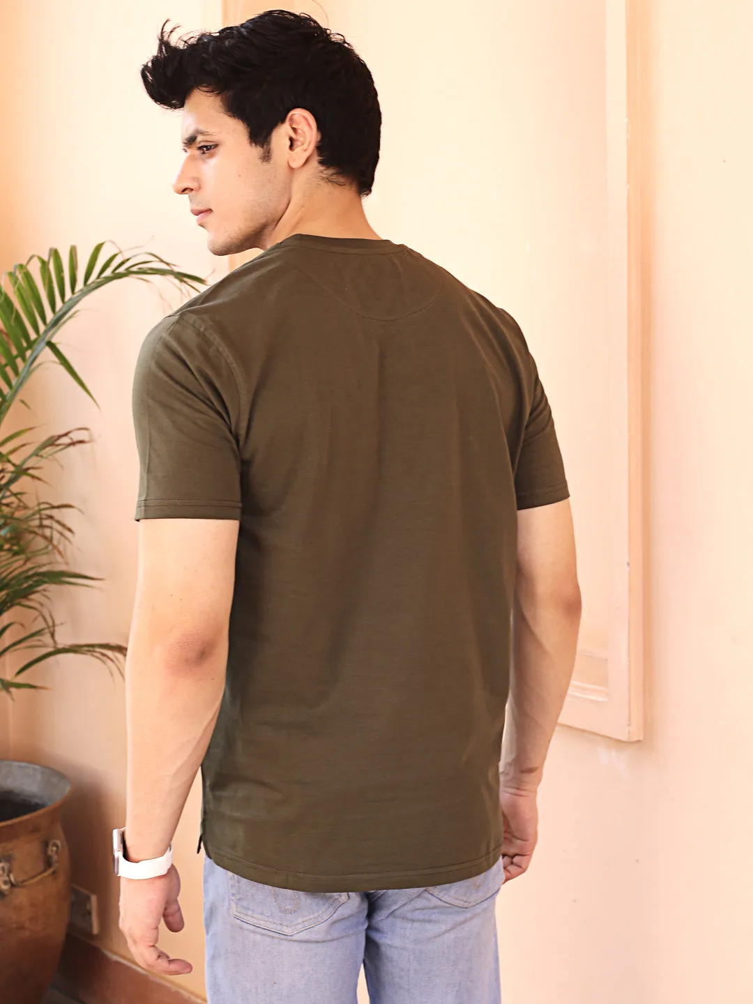 Men Army Crew Neck Cotton T-shirt