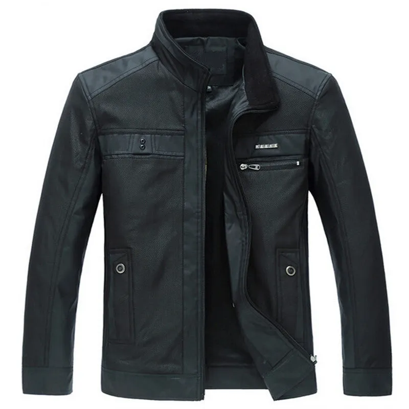Men Jackets Leisure Men's Jacket Thin Business Men Coat 4XL Zipper Black male Casual style Stand Collar jacket