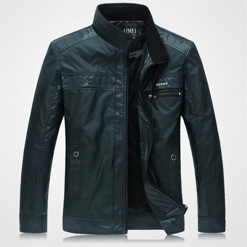 Men Jackets Leisure Men's Jacket Thin Business Men Coat 4XL Zipper Black male Casual style Stand Collar jacket