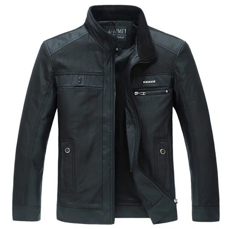Men Jackets Leisure Men's Jacket Thin Business Men Coat 4XL Zipper Black male Casual style Stand Collar jacket