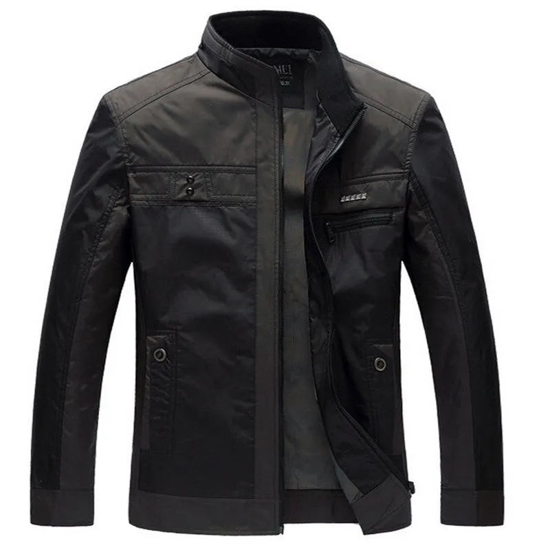 Men Jackets Leisure Men's Jacket Thin Business Men Coat 4XL Zipper Black male Casual style Stand Collar jacket