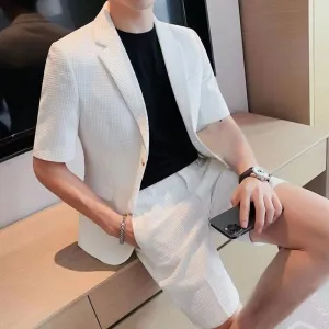 Men's casual blazer and shorts set - stylish smart casual outfit for summer events