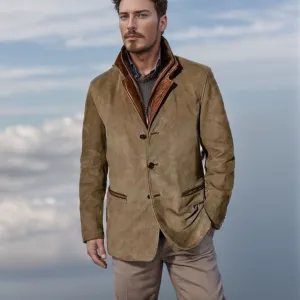 Men’s Jacket – Vintage Look – Classic Fit – Button Closure – Suede-Effect Design