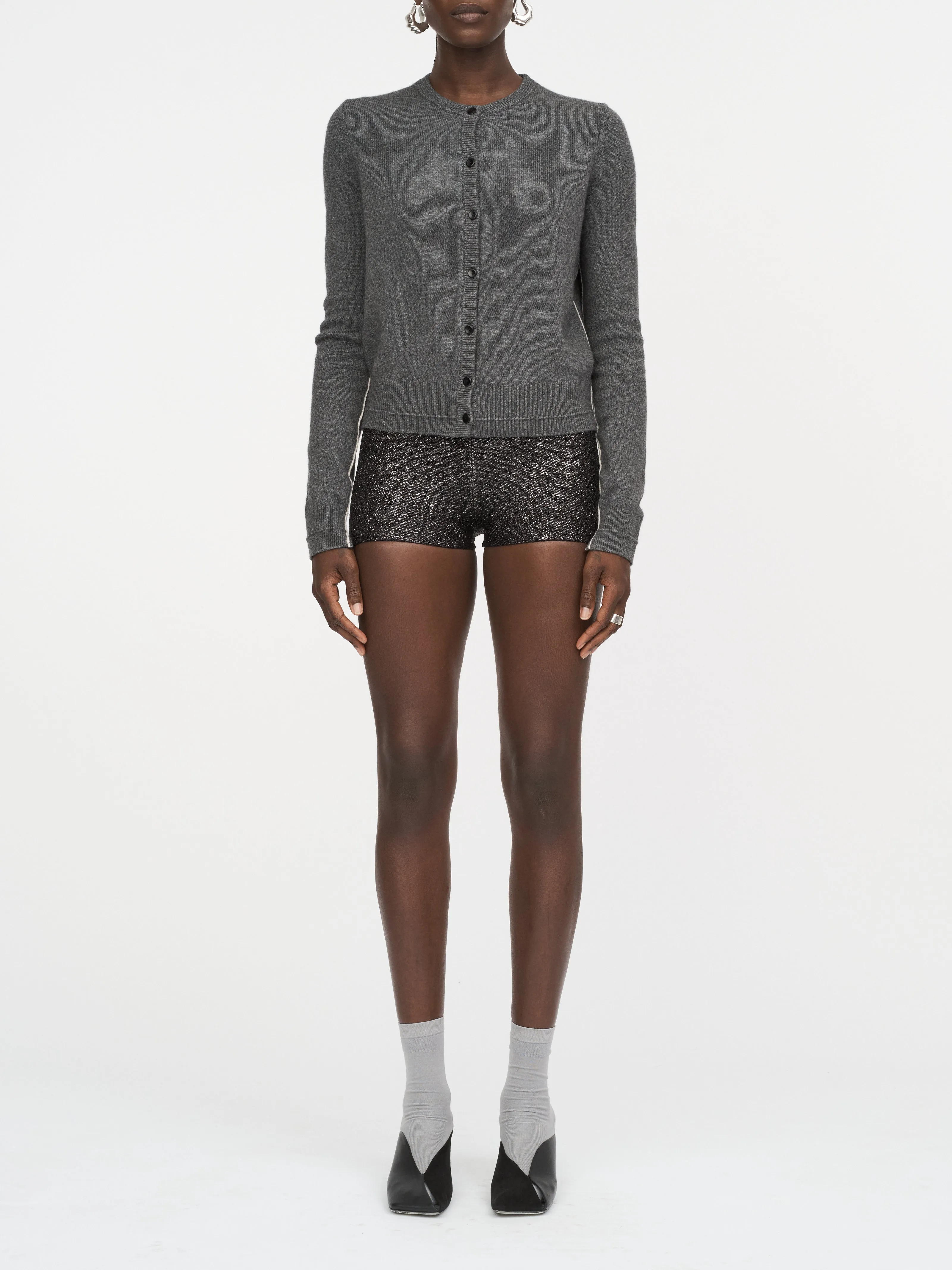 Metallic Boy Short in Black Metallic