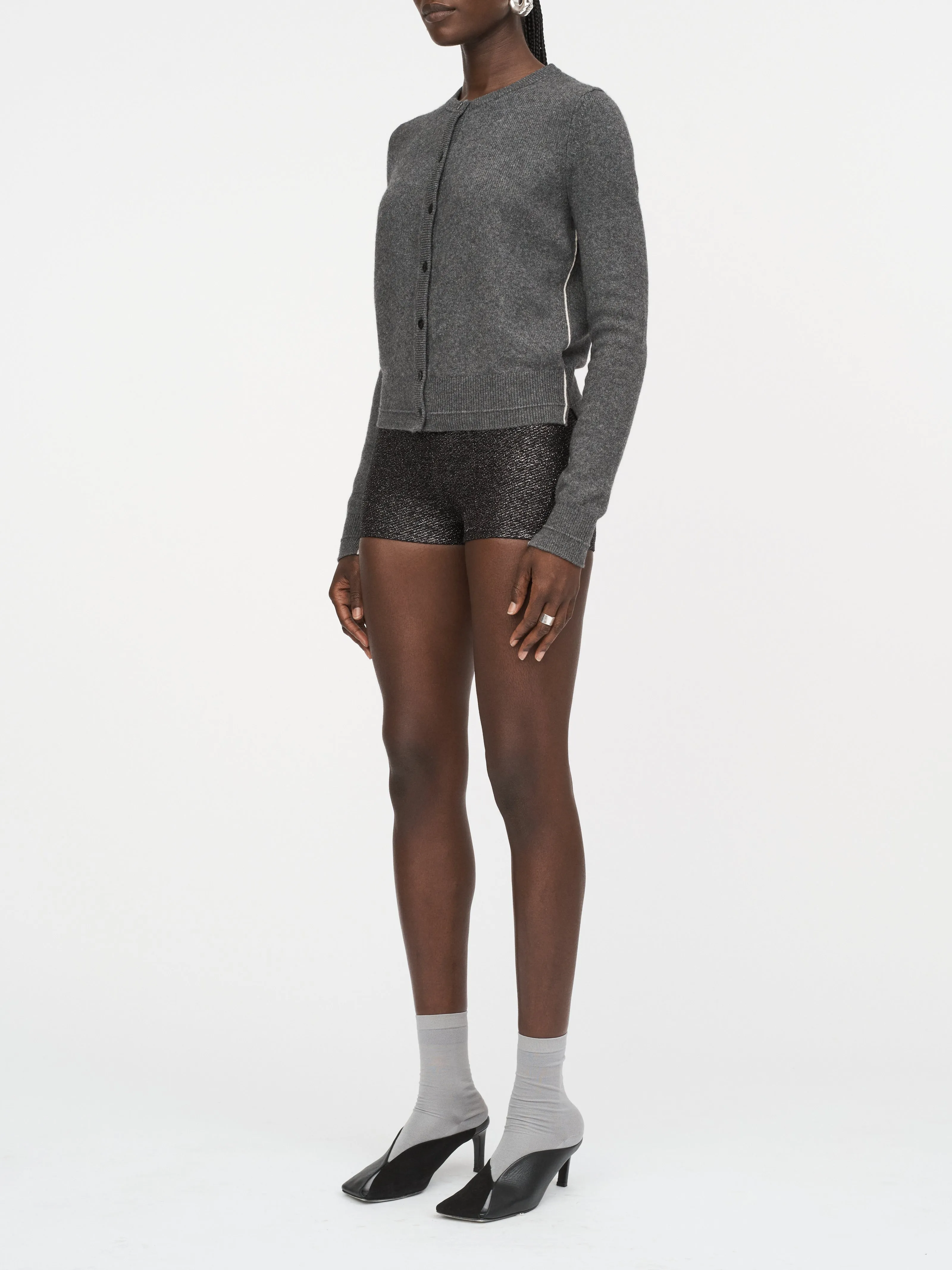Metallic Boy Short in Black Metallic
