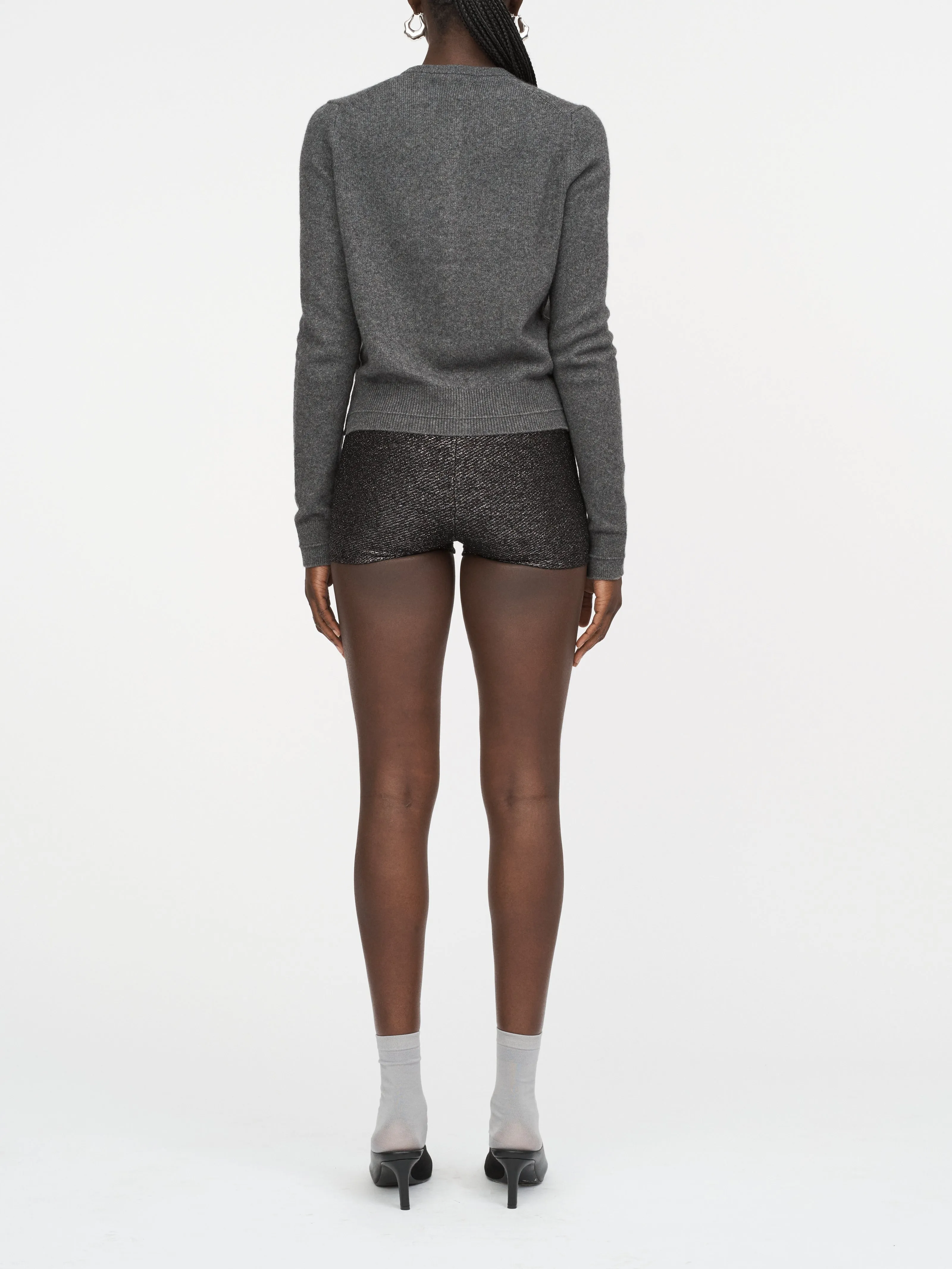Metallic Boy Short in Black Metallic