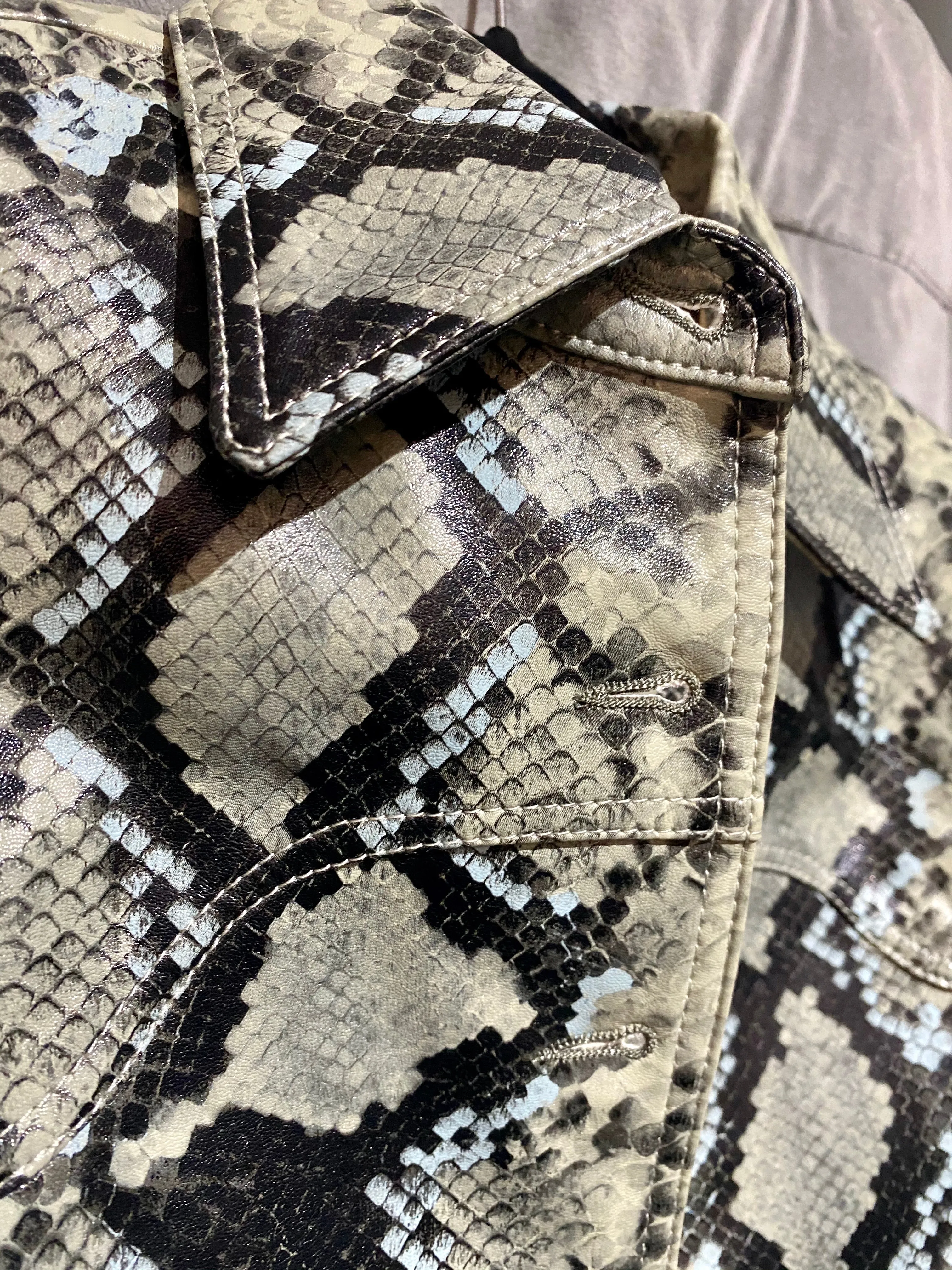 Miaou Lex Snake Print Cropped Jacket