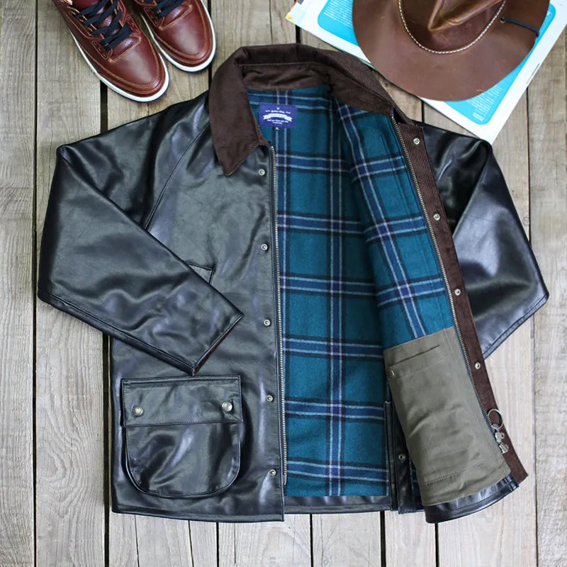 Mid-Length Hunting Leather Jacket