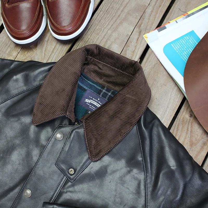 Mid-Length Hunting Leather Jacket