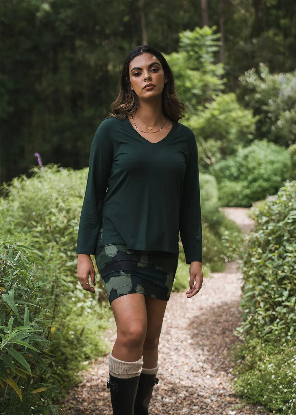 Midi Bamboo Whitney Tube Skirt - Camouflage