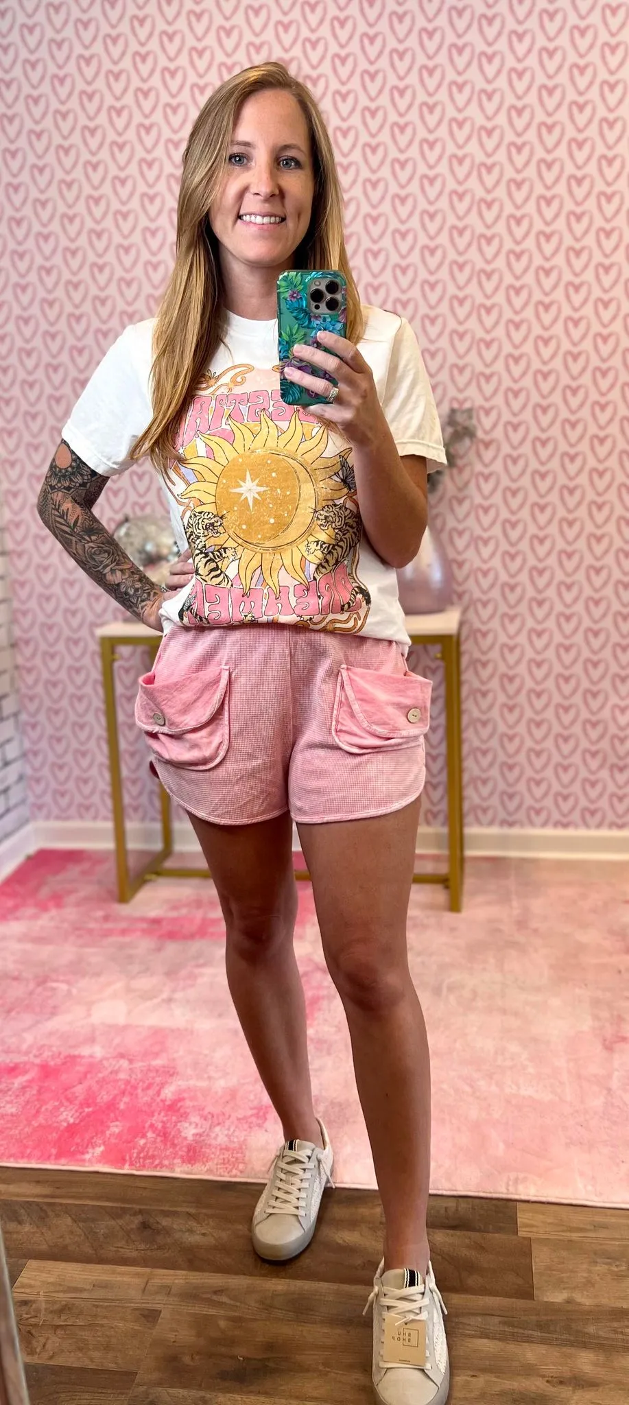 Mineral Wash Waffle Knit Pocket Shorts