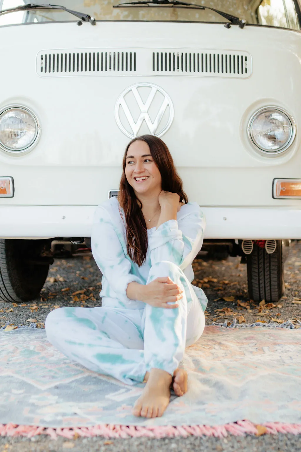 Mint Slouchie Tie Dye Cropped Crew