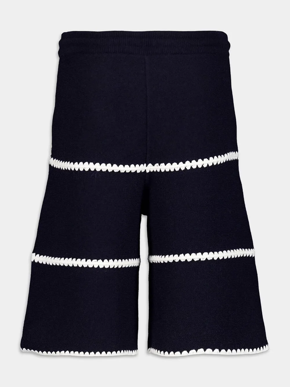 Monogram-Embroidered Wool-Blend Shorts