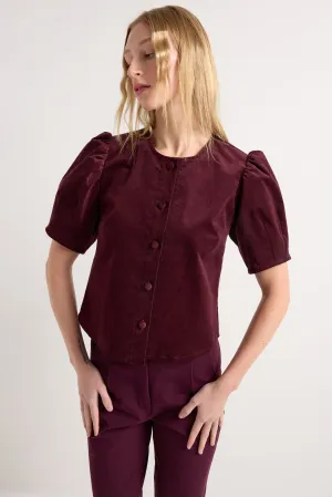 Moonflower Shirt - Sangria Cord