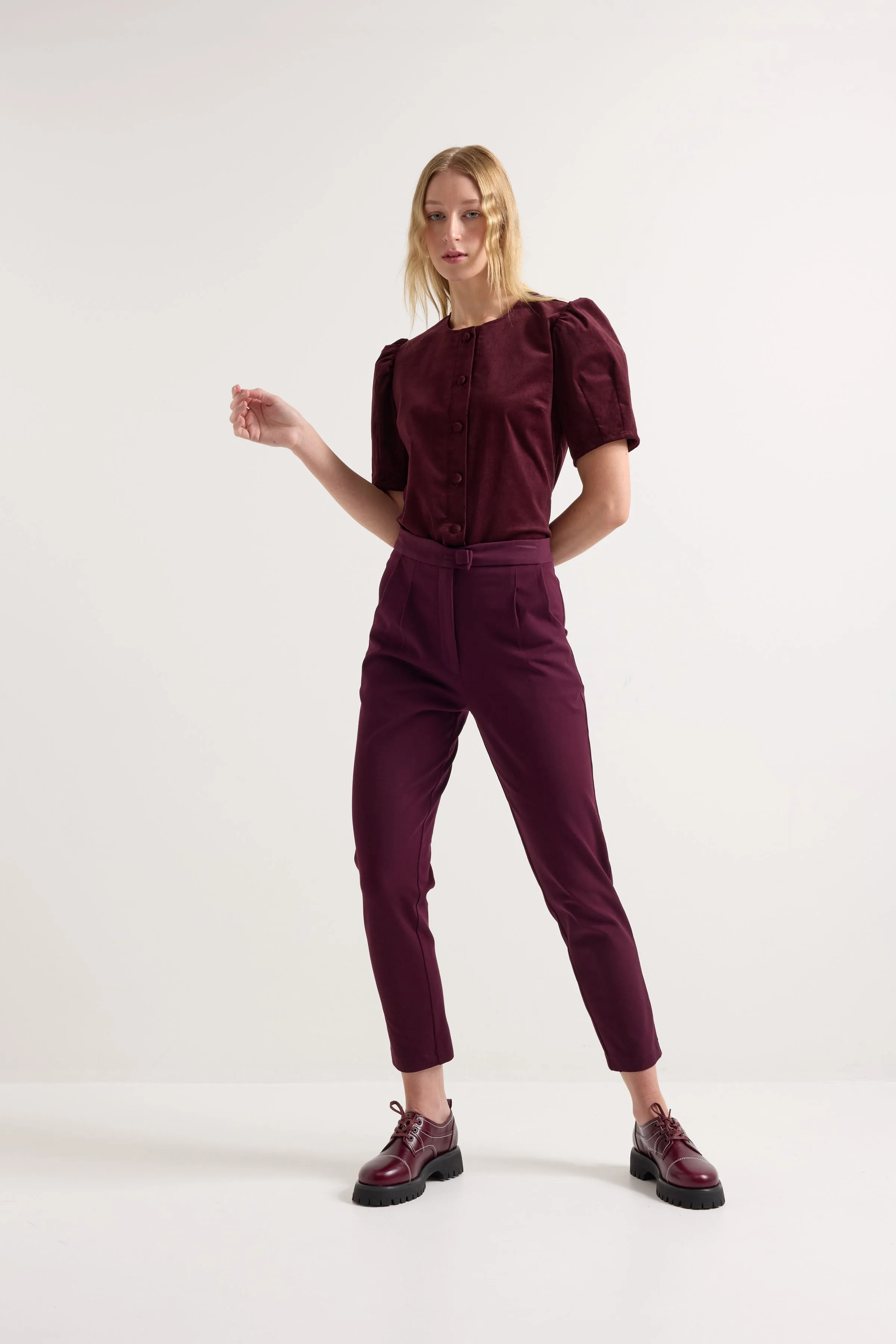 Moonflower Shirt - Sangria Cord