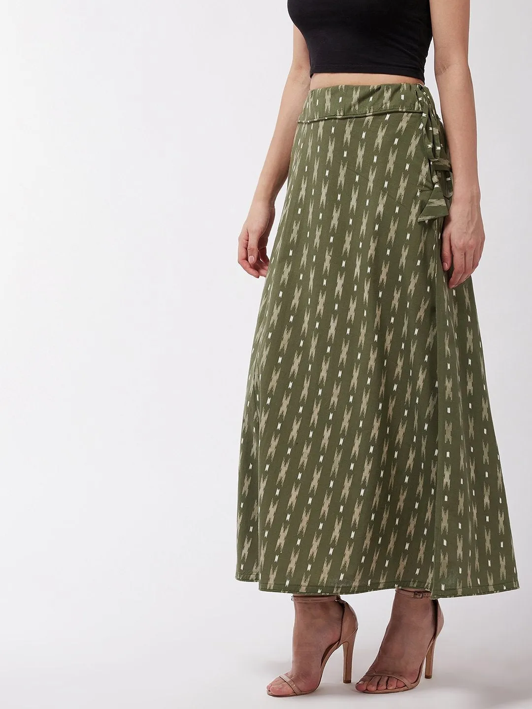Moss Green Ikkat Skirt
